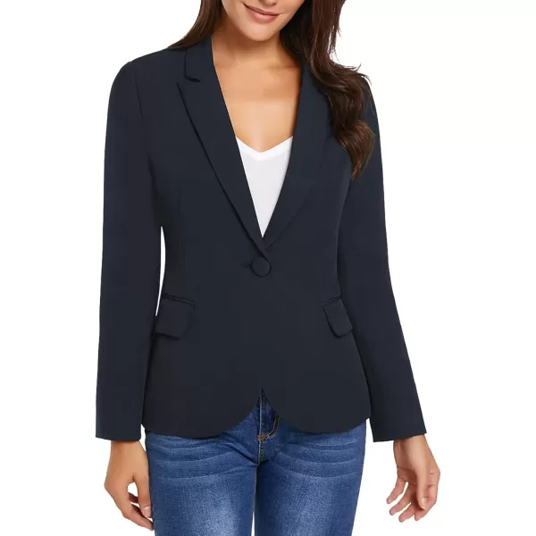GRAPENT Womens Business Casual Pockets Work Office Blazer Back Slit Jacket SuitZ Navy