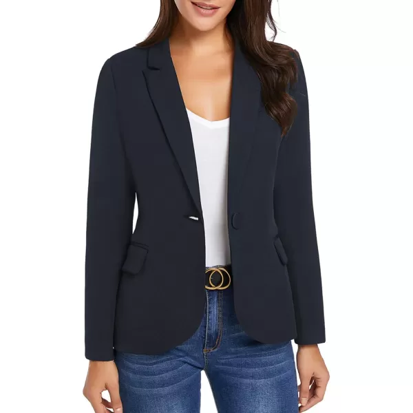 GRAPENT Womens Business Casual Pockets Work Office Blazer Back Slit Jacket SuitZ Navy