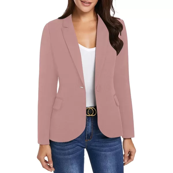 GRAPENT Womens Business Casual Pockets Work Office Blazer Back Slit Jacket SuitZ Pink