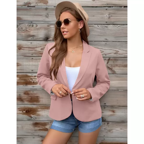 GRAPENT Womens Business Casual Pockets Work Office Blazer Back Slit Jacket SuitZ Pink
