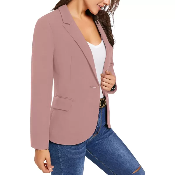 GRAPENT Womens Business Casual Pockets Work Office Blazer Back Slit Jacket SuitZ Pink