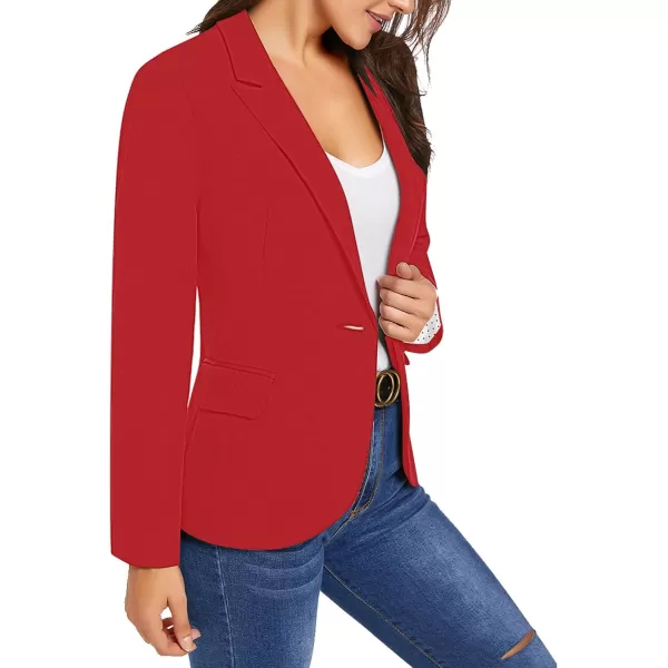 GRAPENT Womens Business Casual Pockets Work Office Blazer Back Slit Jacket SuitZ True Red