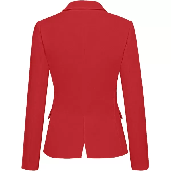 GRAPENT Womens Business Casual Pockets Work Office Blazer Back Slit Jacket SuitZ True Red