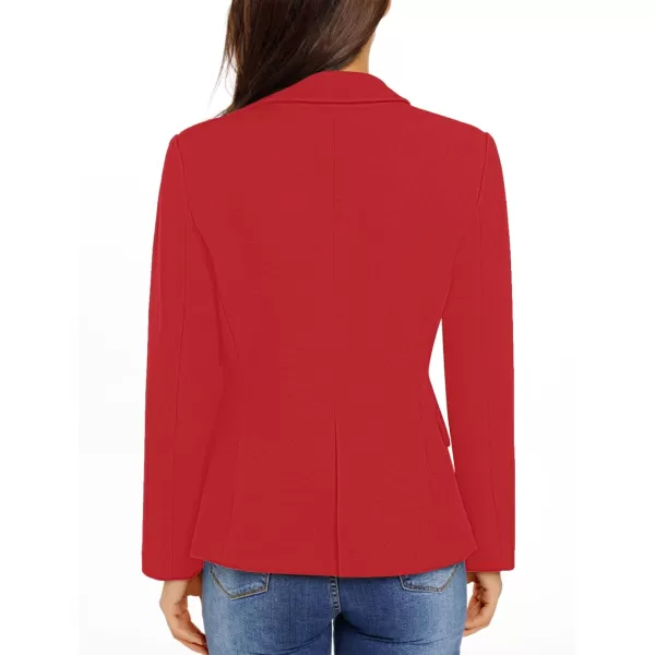 GRAPENT Womens Business Casual Pockets Work Office Blazer Back Slit Jacket SuitZ True Red