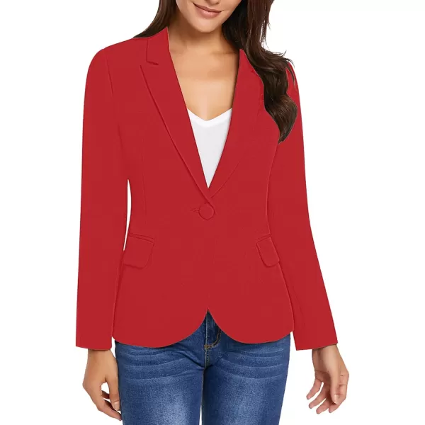 GRAPENT Womens Business Casual Pockets Work Office Blazer Back Slit Jacket SuitZ True Red