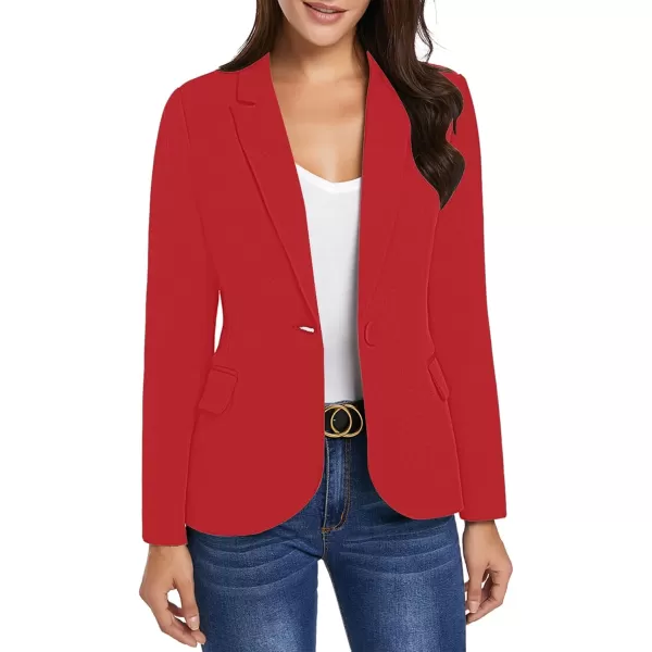 GRAPENT Womens Business Casual Pockets Work Office Blazer Back Slit Jacket SuitZ True Red