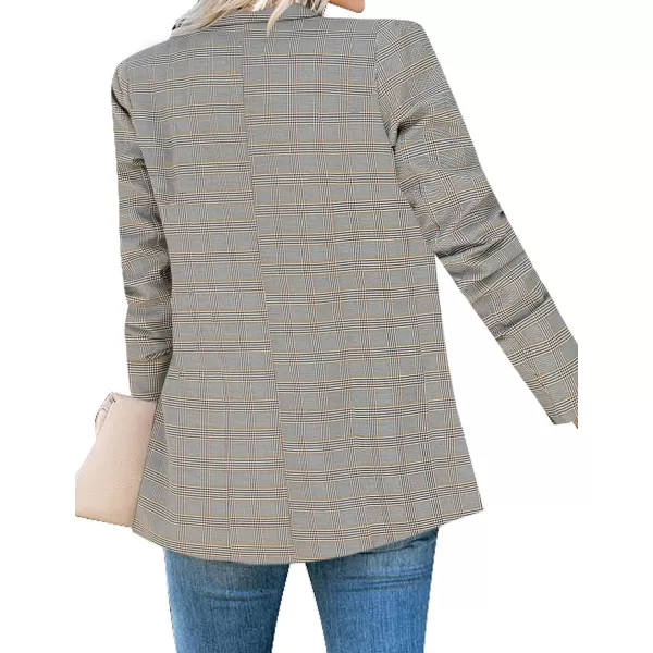 GRAPENT Womens Open Front Business Casual Pockets Work Office Blazer Jacket SuitA Plaid Print