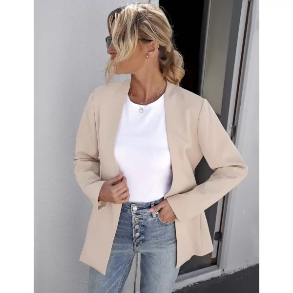 GRAPENT Womens Open Front Business Casual Pockets Work Office Blazer Jacket SuitApricot