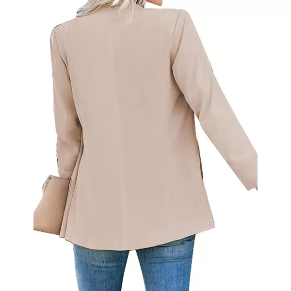 GRAPENT Womens Open Front Business Casual Pockets Work Office Blazer Jacket SuitApricot