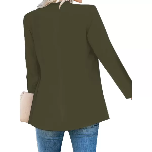GRAPENT Womens Open Front Business Casual Pockets Work Office Blazer Jacket SuitArmy Green