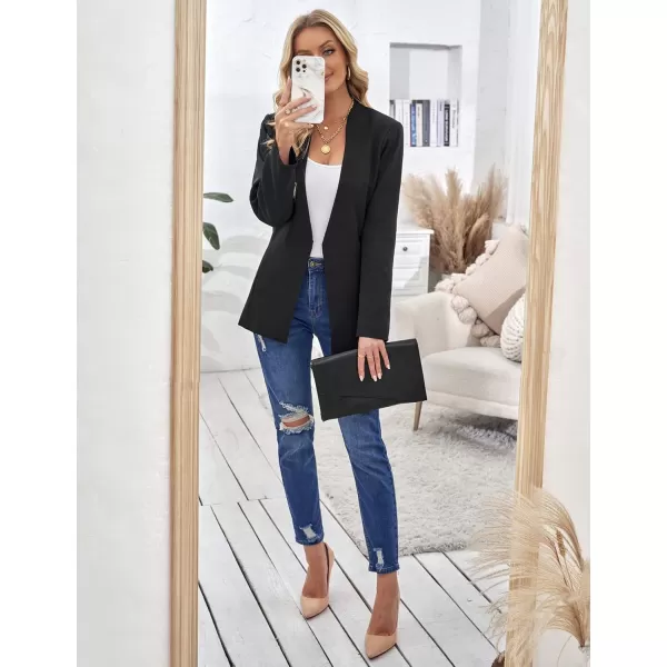 GRAPENT Womens Open Front Business Casual Pockets Work Office Blazer Jacket SuitBlack