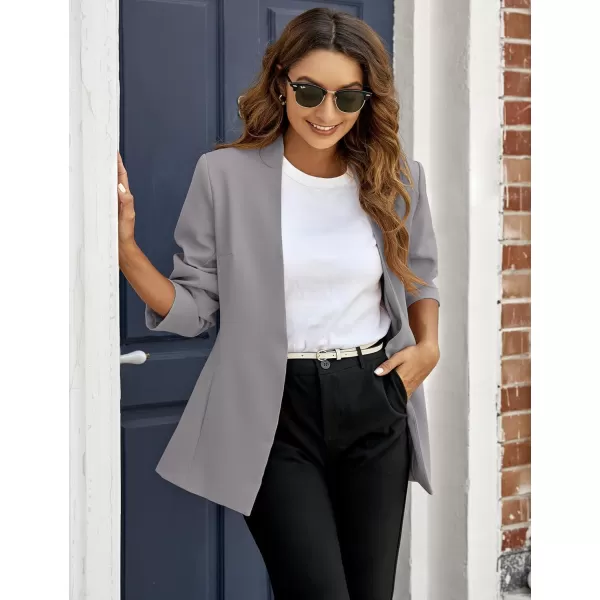 GRAPENT Womens Open Front Business Casual Pockets Work Office Blazer Jacket SuitGrey