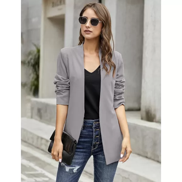 GRAPENT Womens Open Front Business Casual Pockets Work Office Blazer Jacket SuitGrey