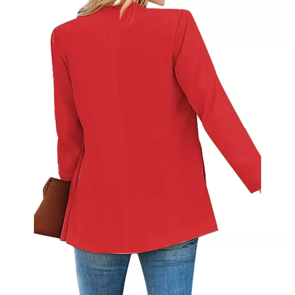 GRAPENT Womens Open Front Business Casual Pockets Work Office Blazer Jacket SuitLuscious Red