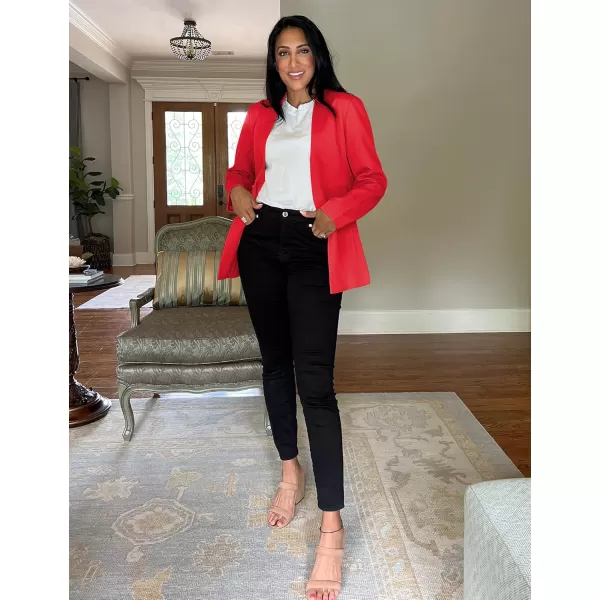 GRAPENT Womens Open Front Business Casual Pockets Work Office Blazer Jacket SuitLuscious Red