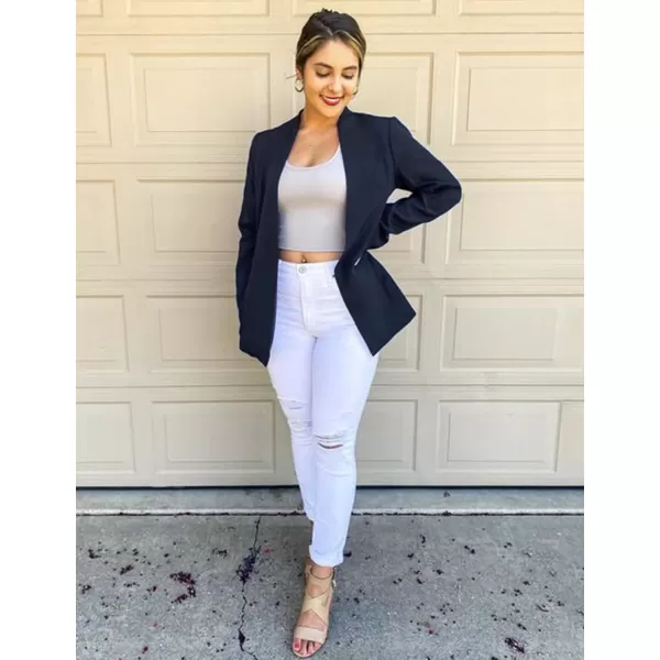 GRAPENT Womens Open Front Business Casual Pockets Work Office Blazer Jacket SuitNavy Blue
