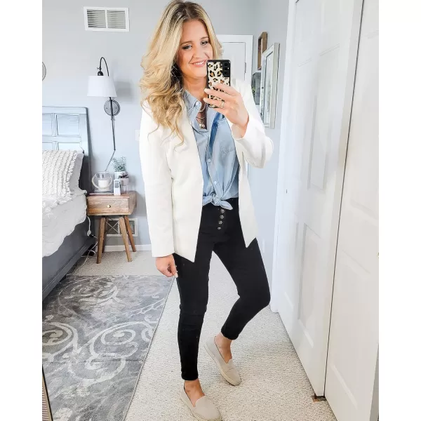 GRAPENT Womens Open Front Business Casual Pockets Work Office Blazer Jacket SuitWhite