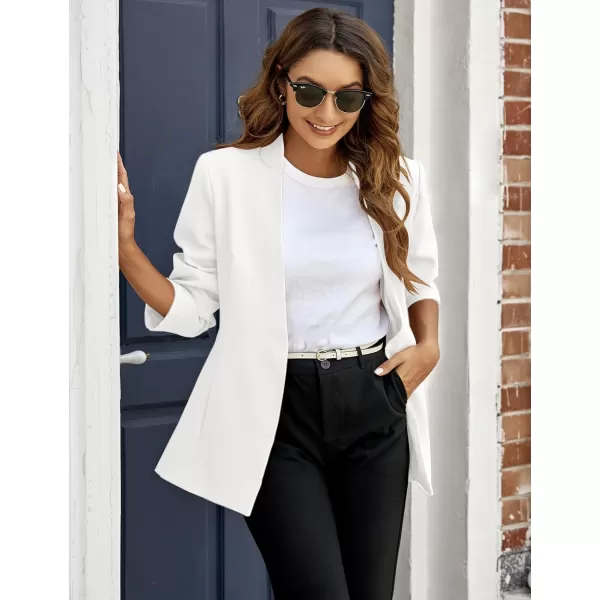 GRAPENT Womens Open Front Business Casual Pockets Work Office Blazer Jacket SuitWhite