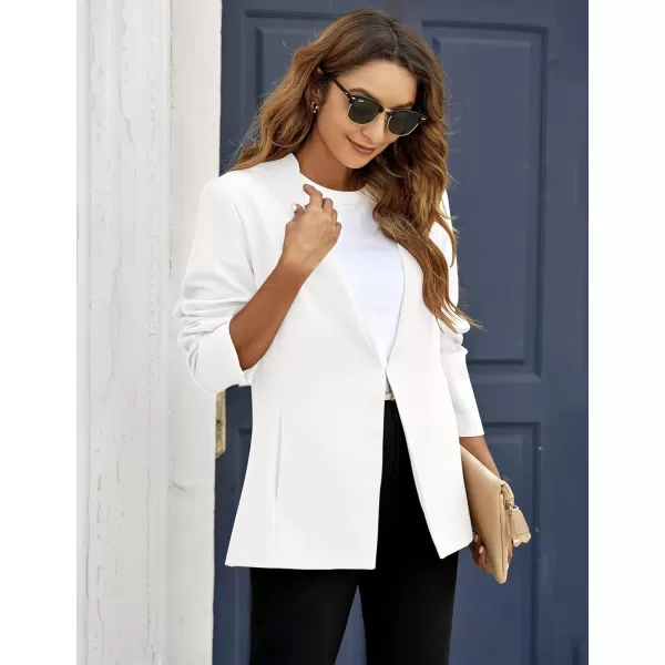 GRAPENT Womens Open Front Business Casual Pockets Work Office Blazer Jacket SuitWhite