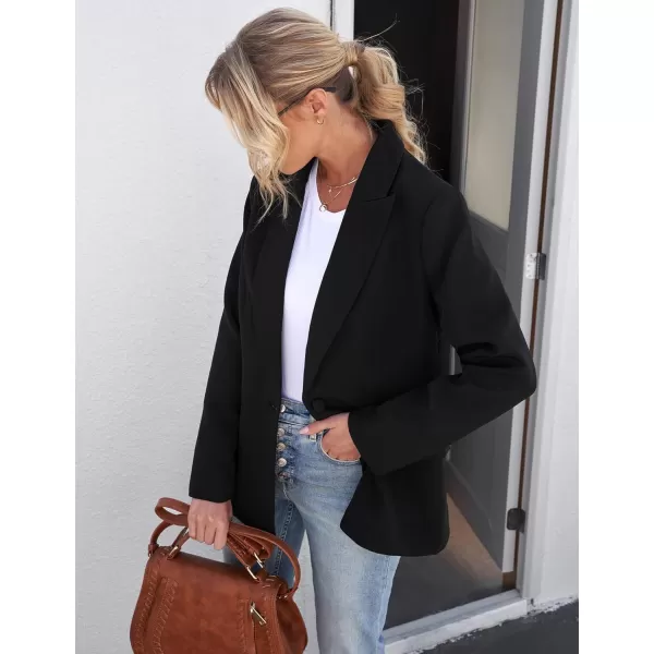 GRAPENT Womens Open Front Business Casual Pockets Work Office Blazer Jacket SuitZ Black