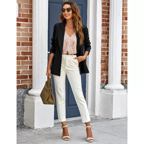GRAPENT Womens Open Front Business Casual Pockets Work Office Blazer Jacket SuitZ Black