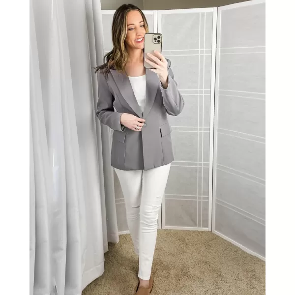 GRAPENT Womens Open Front Business Casual Pockets Work Office Blazer Jacket SuitZ Grey
