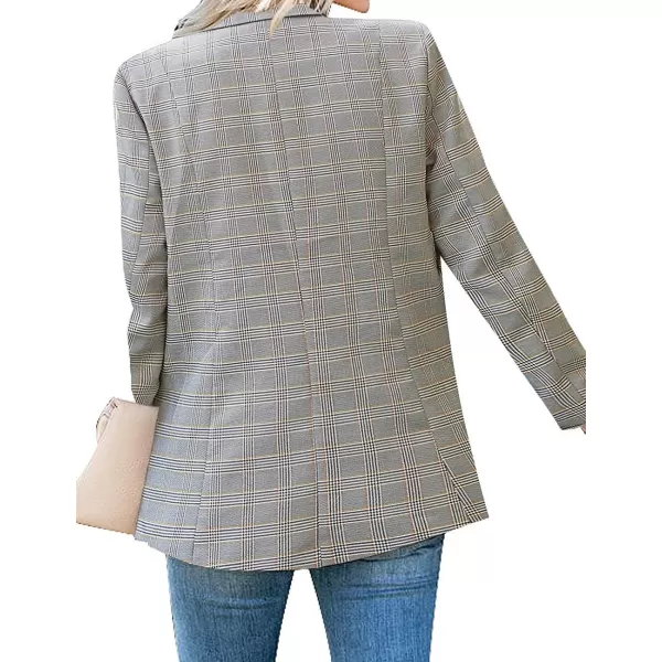 GRAPENT Womens Open Front Business Casual Pockets Work Office Blazer Jacket SuitZ Plaid Print