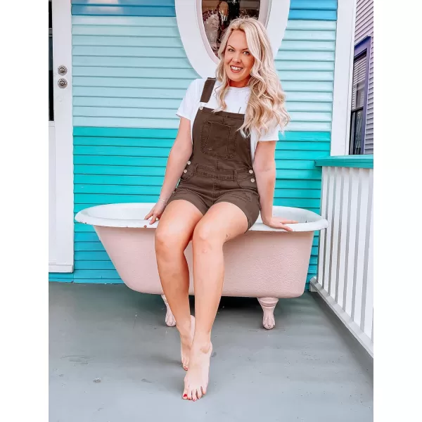 GRAPENT Womens Ripped Denim Shortalls Adjustable Straps Bib Overall Jean ShortsA Racerbackchocolate Brown