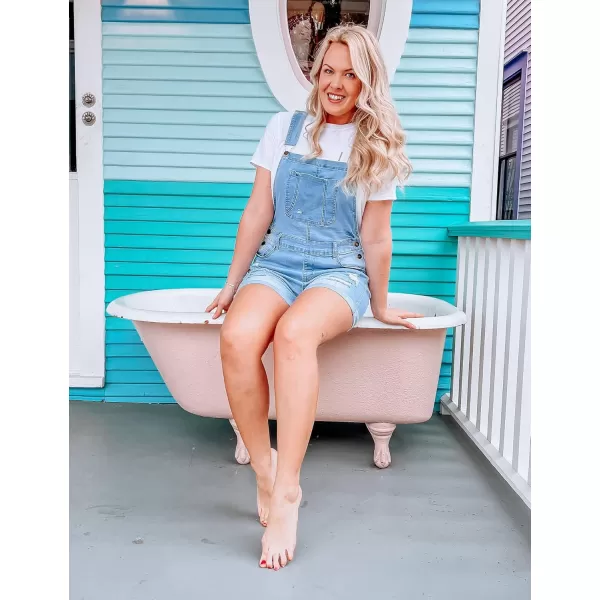 GRAPENT Womens Ripped Denim Shortalls Adjustable Straps Bib Overall Jean ShortsA Racerbacklight Blue