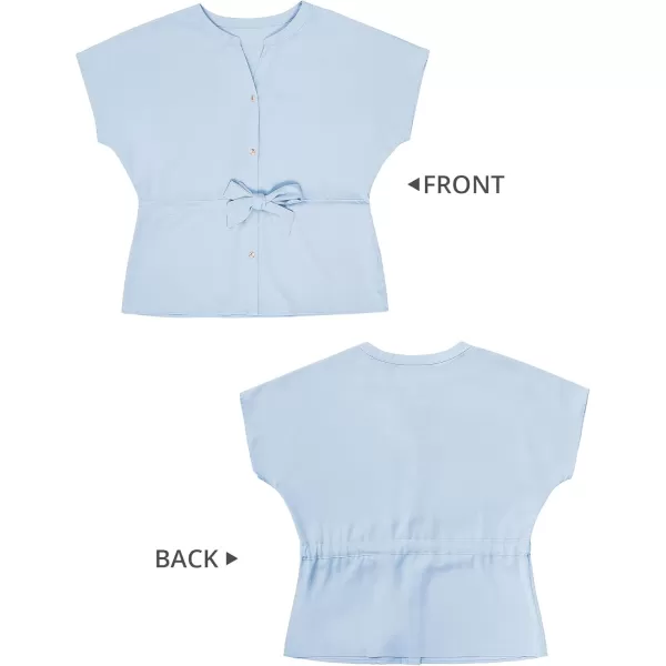 GRAPENT Work Blouses for Women Business Casual Tops Peplum Dressy Elegant Summer Button Down ShirtBaby Blue