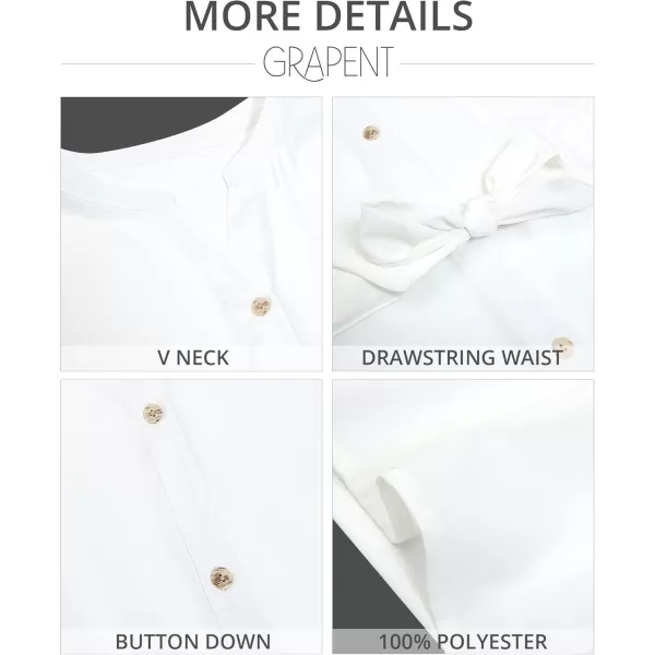GRAPENT Work Blouses for Women Business Casual Tops Peplum Dressy Elegant Summer Button Down ShirtBrilliant White
