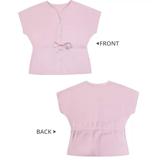 GRAPENT Work Blouses for Women Business Casual Tops Peplum Dressy Elegant Summer Button Down ShirtCandy Pink
