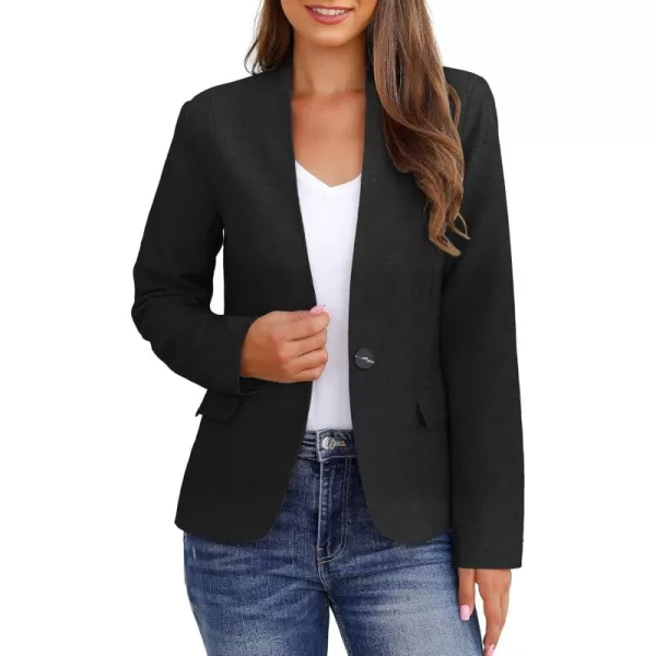 GRAPENT Womens Business Casual Pockets Work Office Blazer Back Slit Jacket SuitBlack