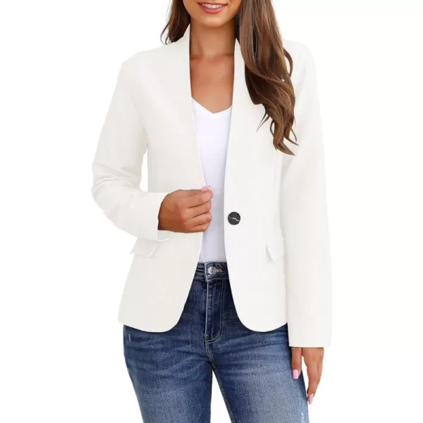 GRAPENT Womens Business Casual Pockets Work Office Blazer Back Slit Jacket SuitBrilliant White