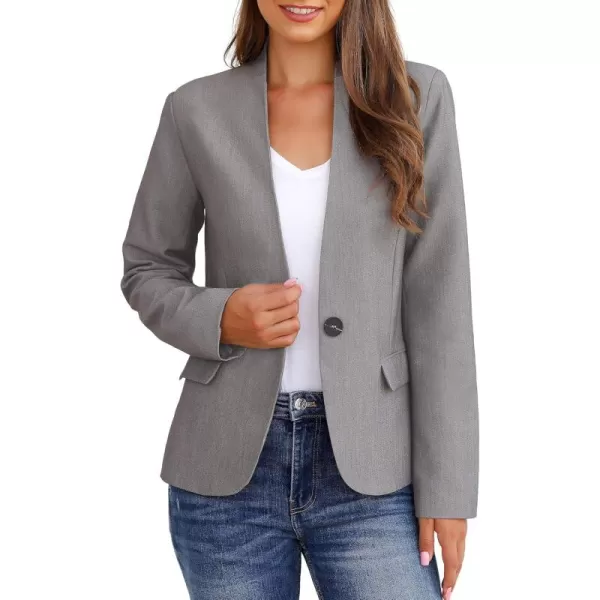 GRAPENT Womens Business Casual Pockets Work Office Blazer Back Slit Jacket SuitGrey