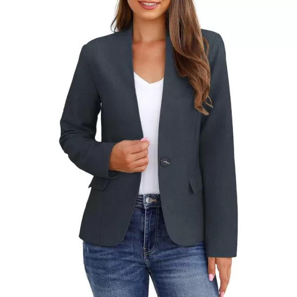 GRAPENT Womens Business Casual Pockets Work Office Blazer Back Slit Jacket SuitNavy