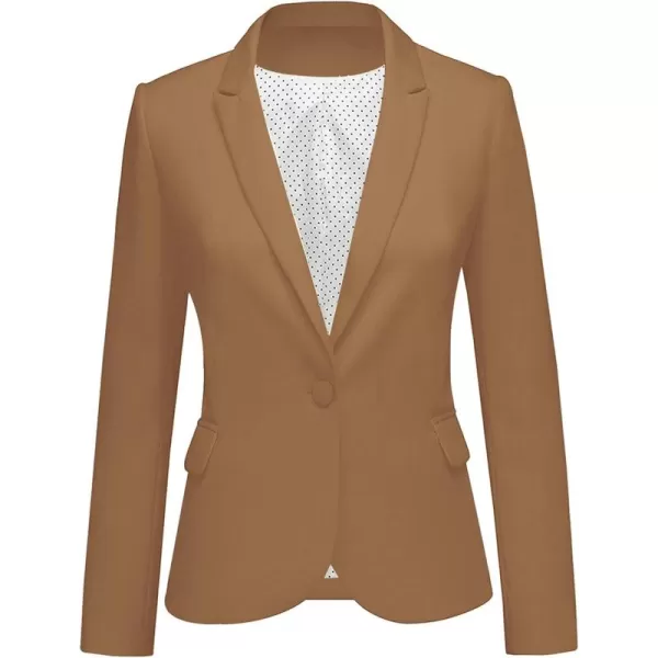 GRAPENT Womens Business Casual Pockets Work Office Blazer Back Slit Jacket SuitZ Almond