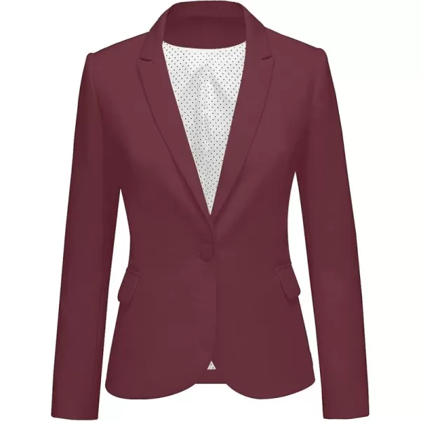 GRAPENT Womens Business Casual Pockets Work Office Blazer Back Slit Jacket SuitZ Burgundy Red