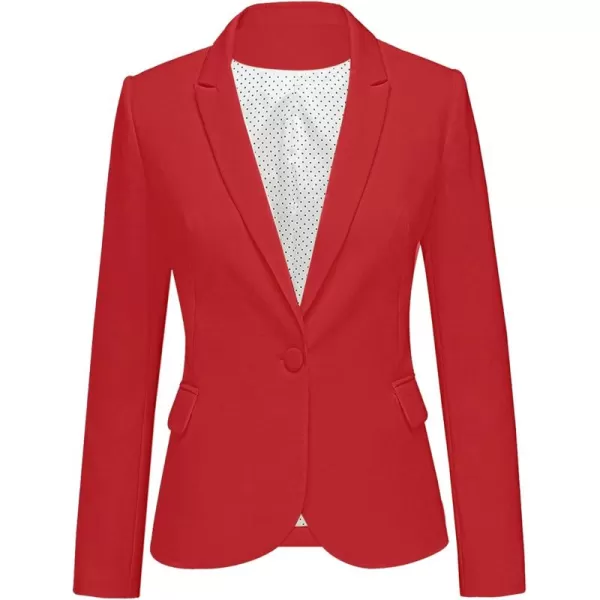 GRAPENT Womens Business Casual Pockets Work Office Blazer Back Slit Jacket SuitZ True Red