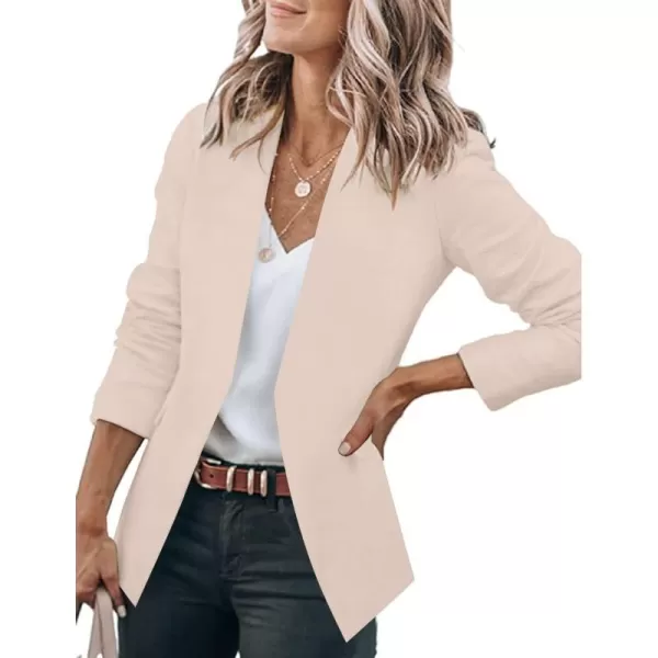 GRAPENT Womens Open Front Business Casual Pockets Work Office Blazer Jacket SuitApricot
