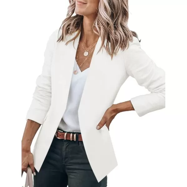 GRAPENT Womens Open Front Business Casual Pockets Work Office Blazer Jacket SuitWhite