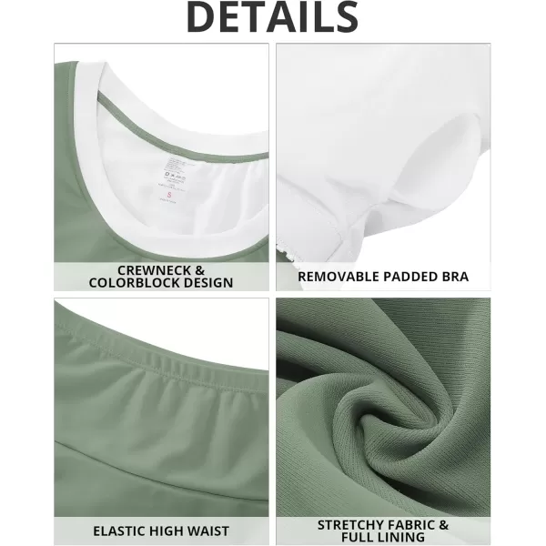 GRAPENT Bikini Sets for Women High Waisted Two Piece Bathing Suit Modest Swimsuits Full Coverage Beach Cropped TankiniArmy Green