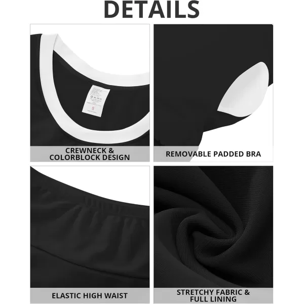 GRAPENT Bikini Sets for Women High Waisted Two Piece Bathing Suit Modest Swimsuits Full Coverage Beach Cropped TankiniBlack