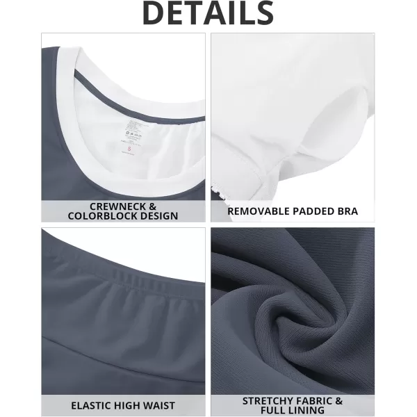 GRAPENT Bikini Sets for Women High Waisted Two Piece Bathing Suit Modest Swimsuits Full Coverage Beach Cropped TankiniDark Gray
