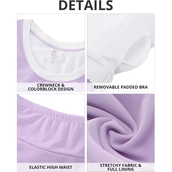 GRAPENT Bikini Sets for Women High Waisted Two Piece Bathing Suit Modest Swimsuits Full Coverage Beach Cropped TankiniLavender