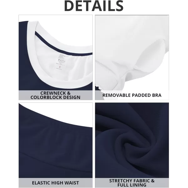 GRAPENT Bikini Sets for Women High Waisted Two Piece Bathing Suit Modest Swimsuits Full Coverage Beach Cropped TankiniNavy Blue