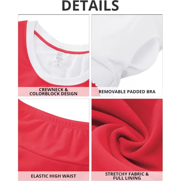 GRAPENT Bikini Sets for Women High Waisted Two Piece Bathing Suit Modest Swimsuits Full Coverage Beach Cropped TankiniRed