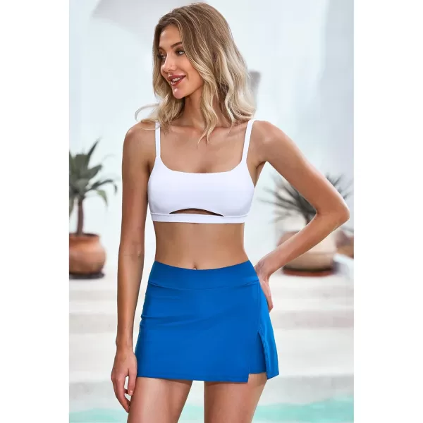 GRAPENT Bikini Tops for Women Cropped Tankini Tops Beach Padded Cut Out Adjustable Spaghetti Straps Swimwear Top OnlyWhite
