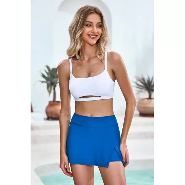 GRAPENT Bikini Tops for Women Cropped Tankini Tops Beach Padded Cut Out Adjustable Spaghetti Straps Swimwear Top OnlyWhite