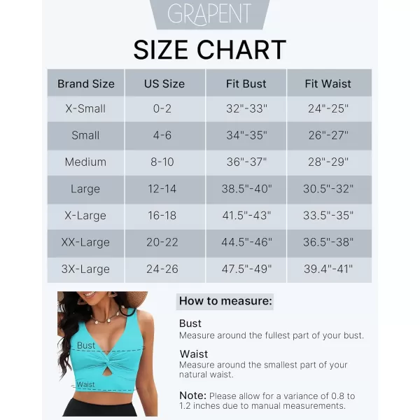 GRAPENT Bikini Tops for Women Cropped Tankini Tops Beach Padded Knot Twist Cut Out Adjustable Tank Swimwear Top OnlyAqua Blue